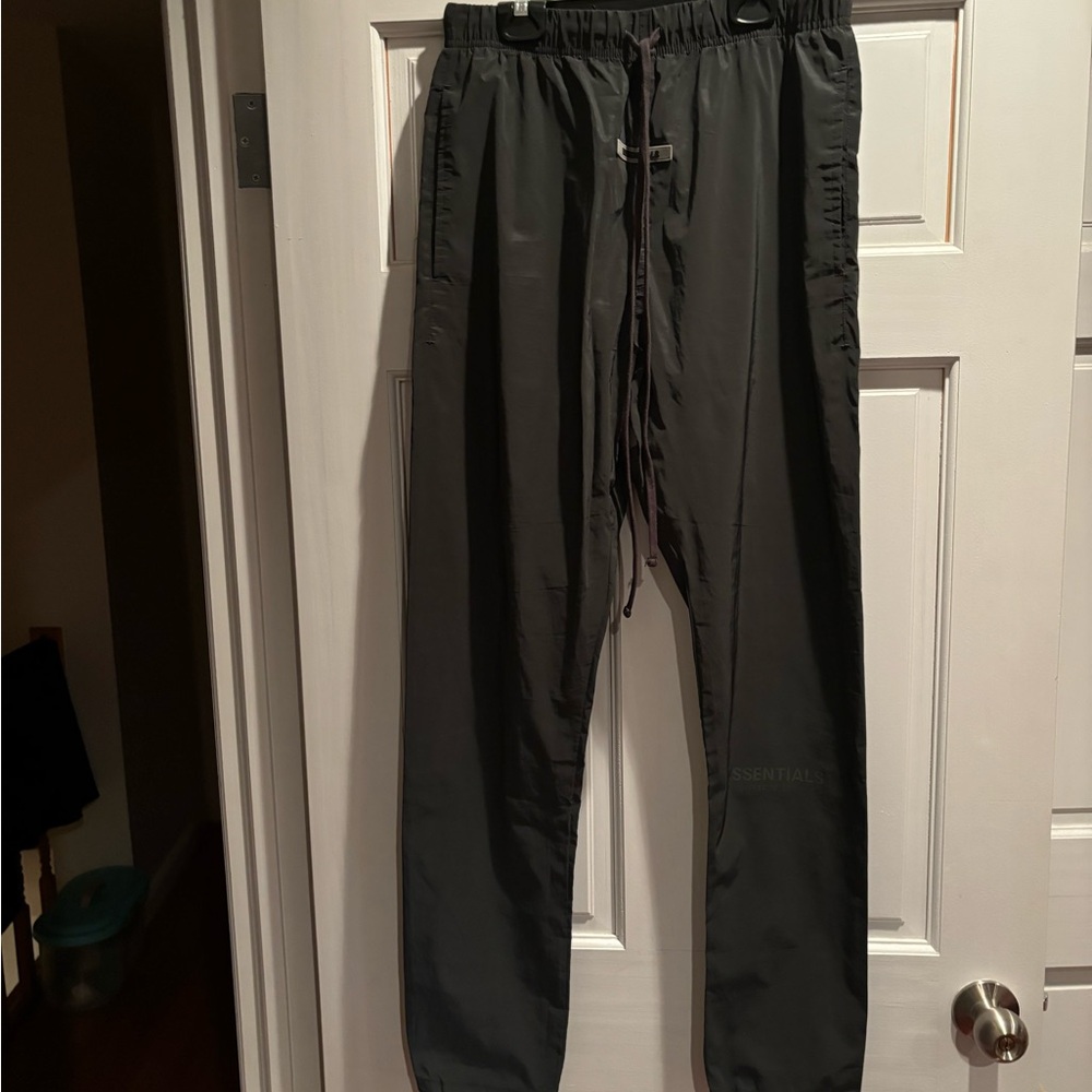 Essentials fear of god szS black pull on “windbreaker” track pants
